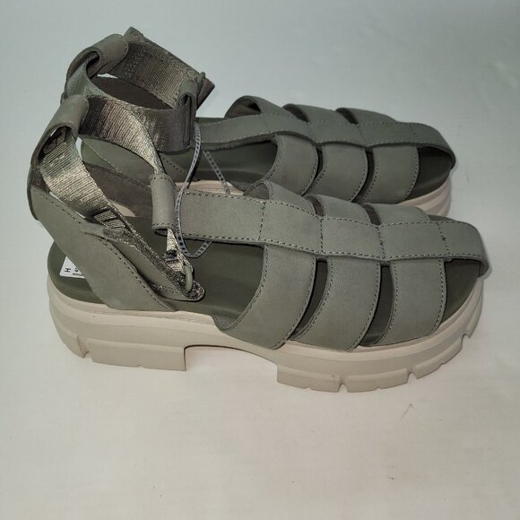 UGG Ashton Strappy Sandal‎ Womens US 9.5 Green Gladiator Platform Leather New - Picture 2 of 16